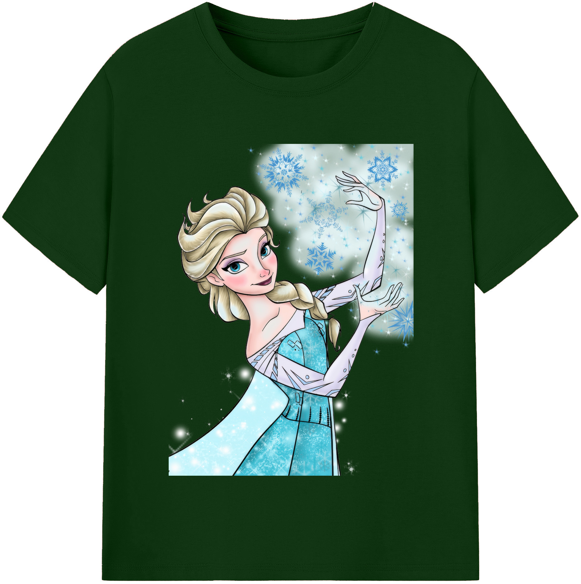 （画像用） アナと雪の女王 アンナ エルサ Frozen Anna Elsa 綿100％半袖Tシャツ（フロントプリント）